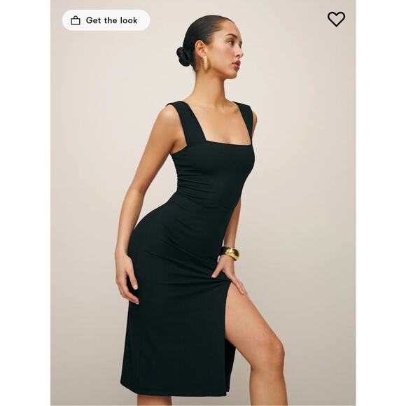 Reformation Black Cassi Knit Dress Ribbed Midi Dress NWT Size Small - Picture 4 of 16